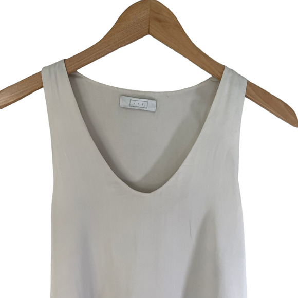 RARE AYR Womens V-Neck Flowy Tank Blouse Cream - Picture 4 of 10